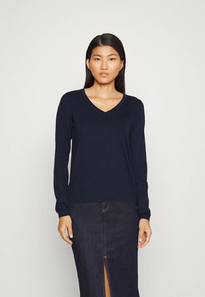 Edc By Esprit BASIC V-NECK - Jumper - Navy 1 Edc By Esprit BASIC V-NECK - Jumper - Navy