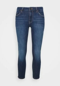 Edc By Esprit RISE CROPPED - Jeans Skinny Fit - Blue Dark Wash