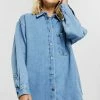 Edc By Esprit OVERSIZE - Button-down Blouse - Blue Medium Wash