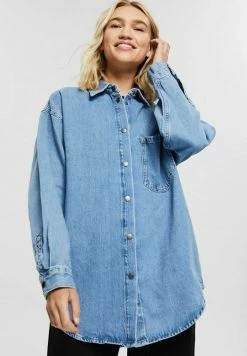Edc By Esprit OVERSIZE - Button-down Blouse - Blue Medium Wash
