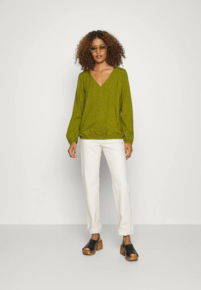 Edc By Esprit FLUID BUBBLEHEM BLOUSE PRINTED - Blouse - Khaki Green 2 Edc By Esprit FLUID BUBBLEHEM BLOUSE PRINTED - Blouse - Khaki Green - Image 2