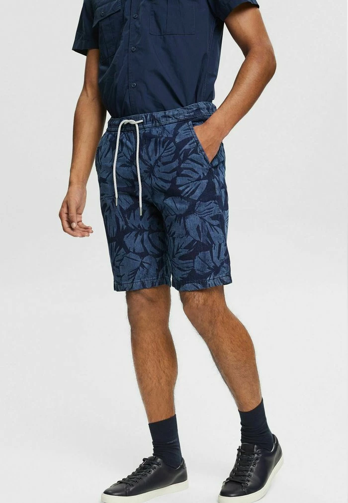 Edc By Esprit TROPISCHEM PRINT - Denim Shorts - Blue Medium Washed 1 Edc By Esprit TROPISCHEM PRINT - Denim Shorts - Blue Medium Washed