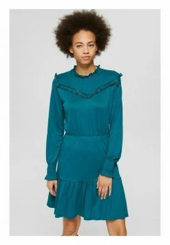 Edc By Esprit FRILL DRESS - Day Dress - Emerald Green