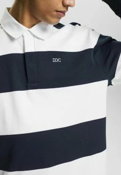 Edc By Esprit LANGÄRMELIGES - Polo Shirt - Mottled Dark Blue -edc by Esprit Shop 5ffa31528e814e129038c52c213e3356