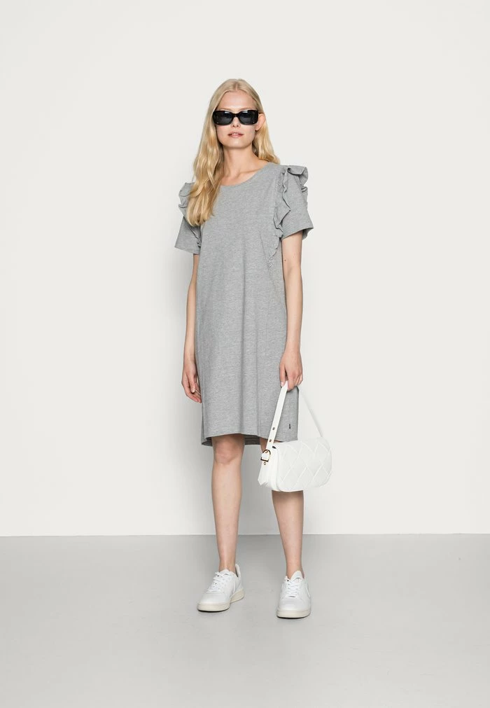 Edc By Esprit FRILL DRESS - Jersey Dress - Medium Grey 2 Edc By Esprit FRILL DRESS - Jersey Dress - Medium Grey - Image 2
