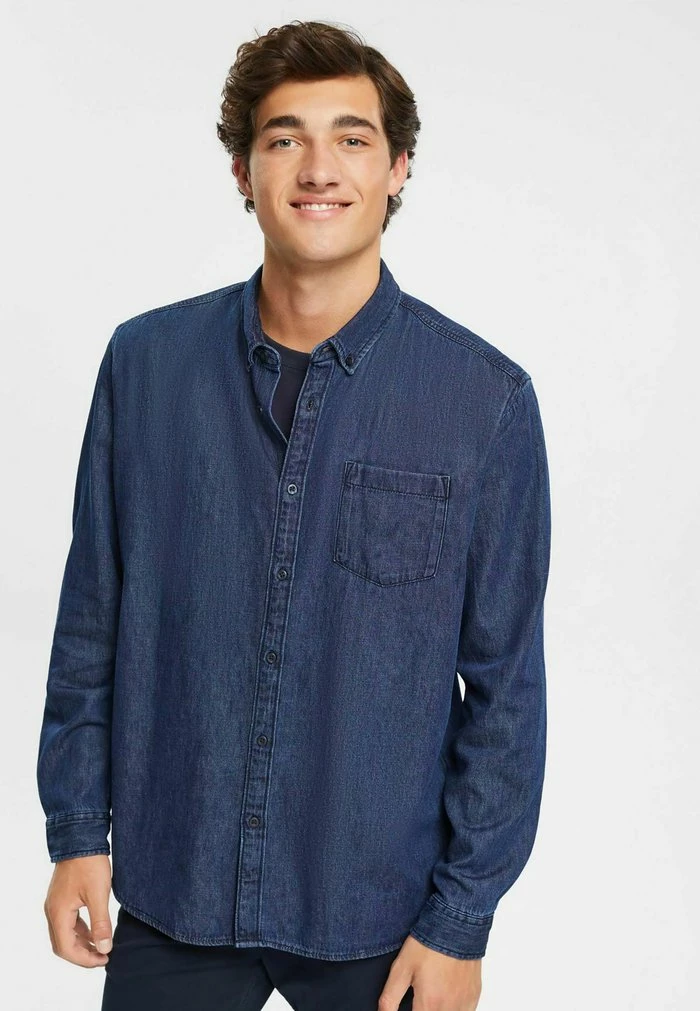 Edc By Esprit Shirt - Blue Dark Washed 1 Edc By Esprit Shirt - Blue Dark Washed