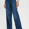 Edc By Esprit WIDE LEG HIGH RISE - Flared Jeans - Blue Dark Washed