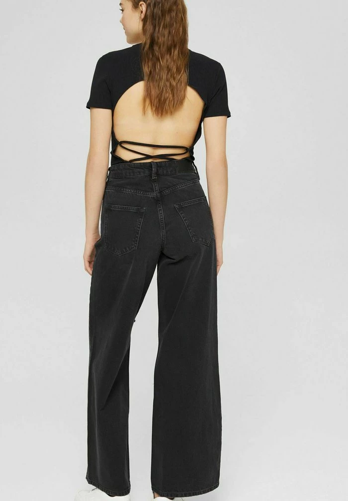 Edc By Esprit Flared Jeans - Black Dark Wash 3 Edc By Esprit Flared Jeans - Black Dark Wash - Image 3