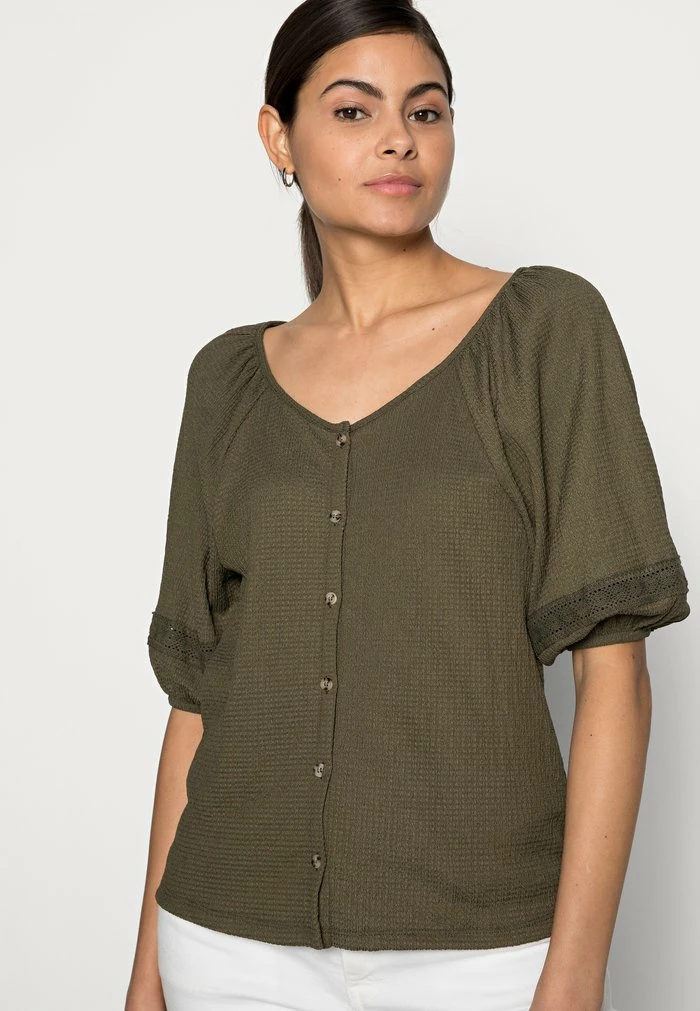 Edc By Esprit CRINKLE - Blouse - Khaki Green 4 Edc By Esprit CRINKLE - Blouse - Khaki Green - Image 4