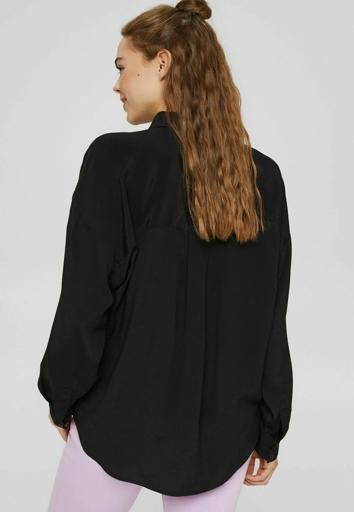 Edc By Esprit LENZING™ ECOVERO™ - Button-down Blouse - Black 3 Edc By Esprit LENZING™ ECOVERO™ - Button-down Blouse - Black - Image 3