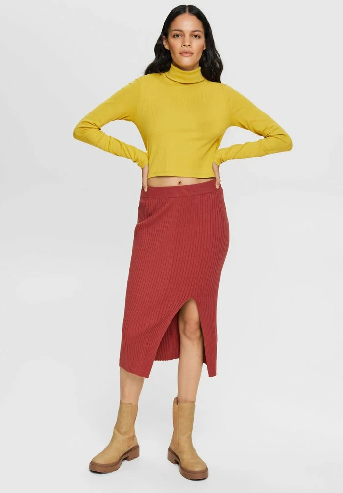 Edc By Esprit LONG - Pencil Skirt - Terracotta 1 Edc By Esprit LONG - Pencil Skirt - Terracotta