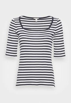 Edc By Esprit FULL NEEDLE SQUARE NECK STRIPED - Print T-shirt - Navy -edc by Esprit Shop 6a365d2fedd7447e88a73ddfc080be5f
