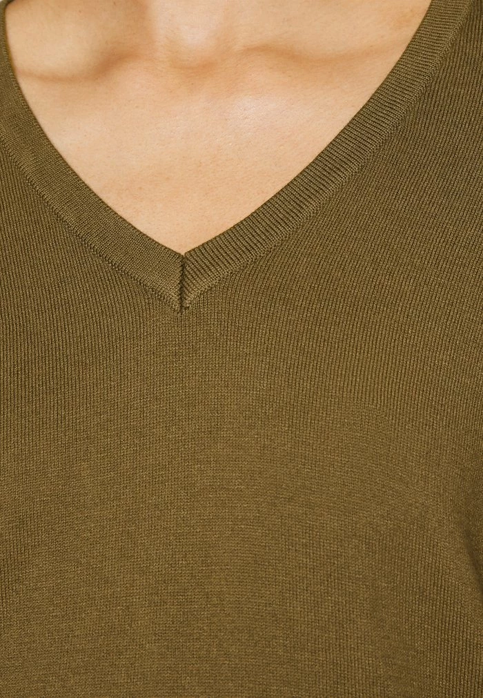 Edc By Esprit BASIC V-NECK - Jumper - Khaki Green 5 Edc By Esprit BASIC V-NECK - Jumper - Khaki Green - Image 5