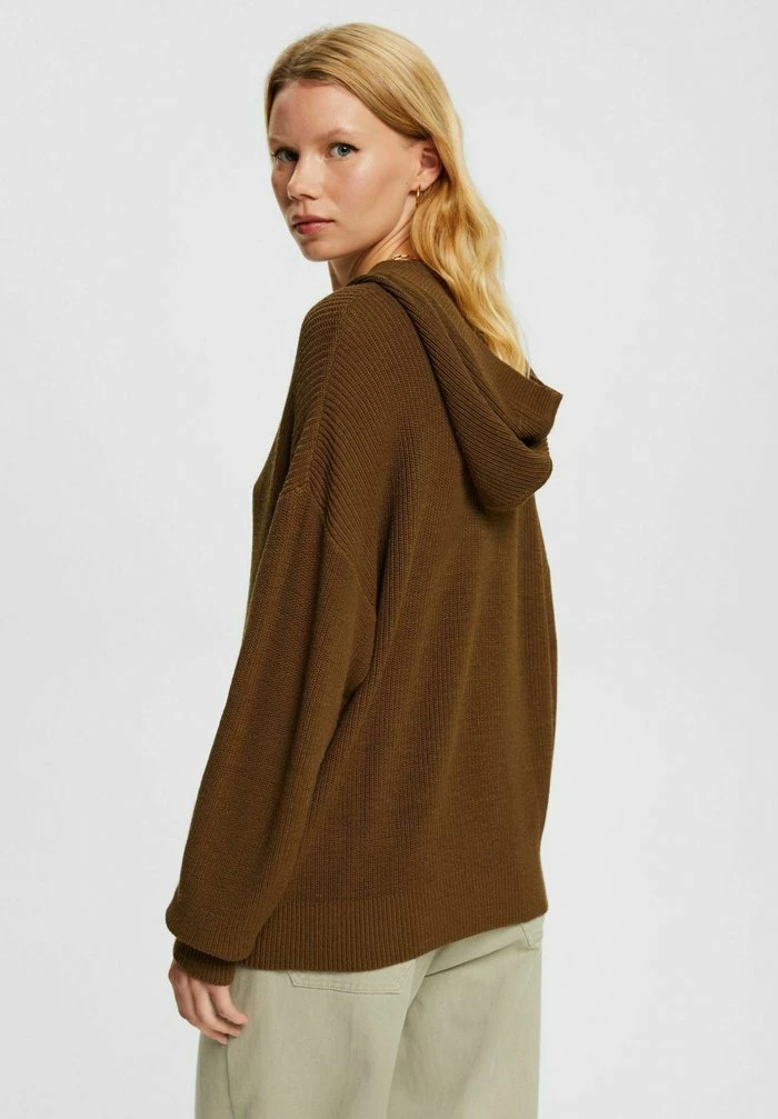 Edc By Esprit SOFT TOUCH HOODED - Jumper - Khaki Green 3 Edc By Esprit SOFT TOUCH HOODED - Jumper - Khaki Green - Image 3