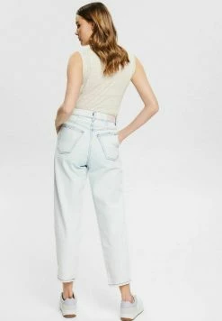 Edc By Esprit CROPPED MIT BUNDFALTEN - Straight Leg Jeans - Blue Bleached -edc by Esprit Shop 6d65d9ba6544464b90ac36ebf0e399bb