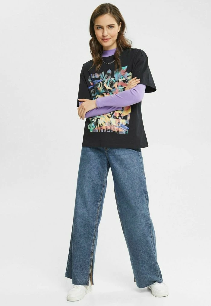 Edc By Esprit MIT GRAFFITI PRINT - Print T-shirt - Black 2 Edc By Esprit MIT GRAFFITI PRINT - Print T-shirt - Black - Image 2