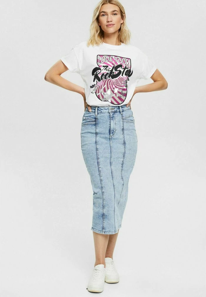 Edc By Esprit Pencil Skirt - Blue Medium Wash 2 Edc By Esprit Pencil Skirt - Blue Medium Wash - Image 2