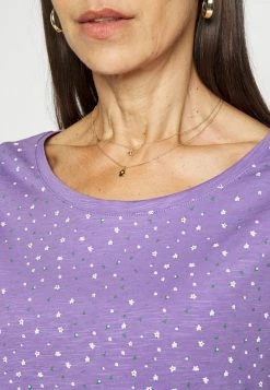 Edc By Esprit SLUB ROUND NECK WITH - Print T-shirt - Lilac -edc by Esprit Shop 6fab6765bd87428fab7ecedd60b82042