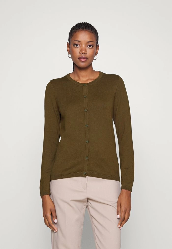 Edc By Esprit BASIC CREWNECK - Cardigan - Khaki Green 1 Edc By Esprit BASIC CREWNECK - Cardigan - Khaki Green