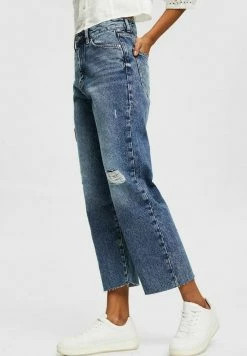 Edc By Esprit Straight Leg Jeans - Blue Dark Washed