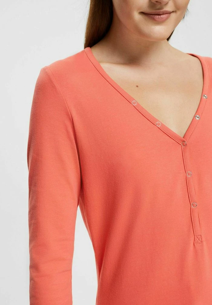 Edc By Esprit MIT HENLEY AUSSCHNITT - Long Sleeved Top - Coral 4 Edc By Esprit MIT HENLEY AUSSCHNITT - Long Sleeved Top - Coral - Image 4