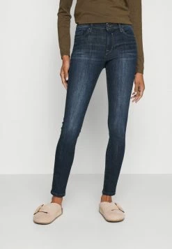 Edc By Esprit LOW RISE - Jeans Skinny Fit - Blue Dark Wash