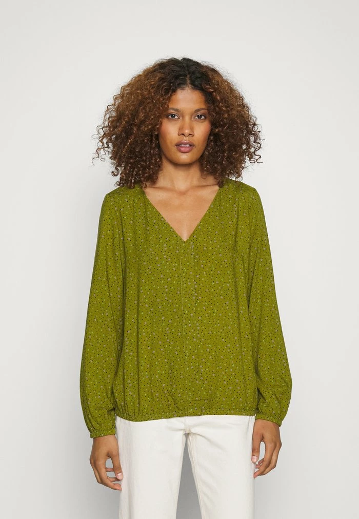 Edc By Esprit FLUID BUBBLEHEM BLOUSE PRINTED - Blouse - Khaki Green 1 Edc By Esprit FLUID BUBBLEHEM BLOUSE PRINTED - Blouse - Khaki Green