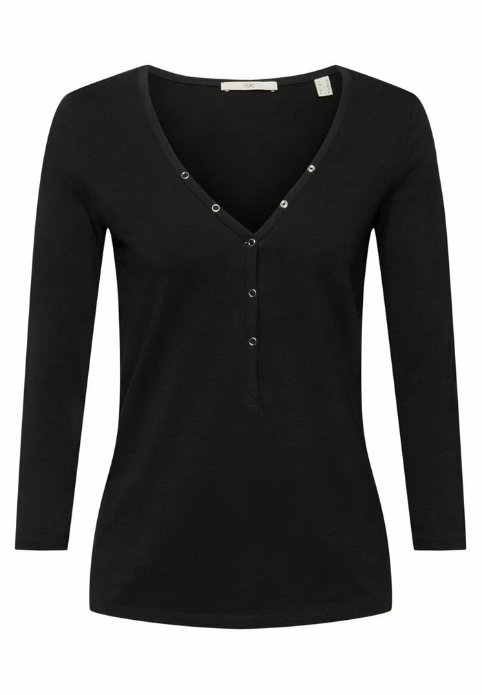 Edc By Esprit MIT HENLEY AUSSCHNITT - Long Sleeved Top - Black 6 Edc By Esprit MIT HENLEY AUSSCHNITT - Long Sleeved Top - Black - Image 6