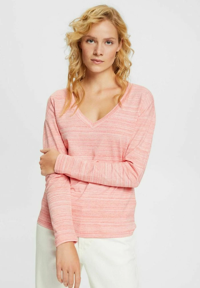 Edc By Esprit GESPRENKELTES - Long Sleeved Top - Coral 1 Edc By Esprit GESPRENKELTES - Long Sleeved Top - Coral