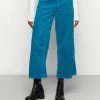 Edc By Esprit HIGH RISE WIDE - Trousers - Teal Blue