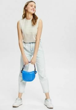 Edc By Esprit CROPPED MIT BUNDFALTEN - Straight Leg Jeans - Blue Bleached -edc by Esprit Shop 7e8add77f3b9410eb37bdc34d72ee4ae