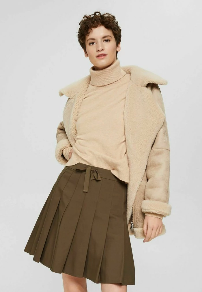 Edc By Esprit A-line Skirt - Dark Khaki 1 Edc By Esprit A-line Skirt - Dark Khaki