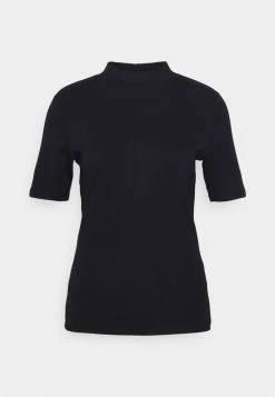 Edc By Esprit FULL NEEDLE MOCK NECK SHORT SLEEVE - Basic T-shirt - Black -edc by Esprit Shop 85655f38177f414d9a66ac5ce3ac36aa