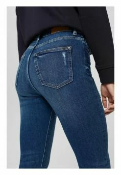 Edc By Esprit IM DESTROYED LOOK - Jeans Skinny Fit - Blue Dark Washed -edc by Esprit Shop 85bf660ba27d4756b67108cf56dd7858