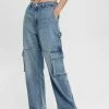 Edc By Esprit MIT HANFANTEIL - Straight Leg Jeans - Blue Medium Wash