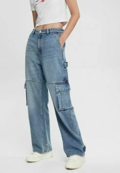 Edc By Esprit MIT HANFANTEIL - Straight Leg Jeans - Blue Medium Wash