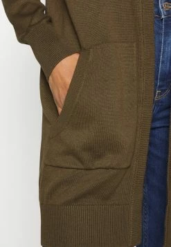 Edc By Esprit LONG HOODED OPEN CARDIGAN - Cardigan - Khaki Green -edc by Esprit Shop 8dac26e3cca8459baaf4d75abae6a2d1