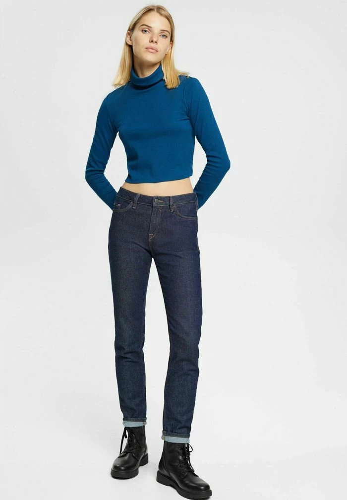 Edc By Esprit MIT ROLLKRAGEN - Long Sleeved Top - Petrol Blue 2 Edc By Esprit MIT ROLLKRAGEN - Long Sleeved Top - Petrol Blue - Image 2