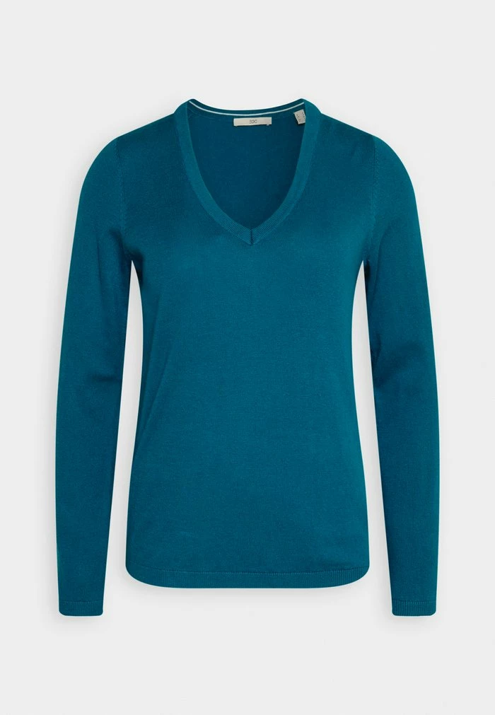 Edc By Esprit BASIC V-NECK - Jumper - Teal Blue 4 Edc By Esprit BASIC V-NECK - Jumper - Teal Blue - Image 4