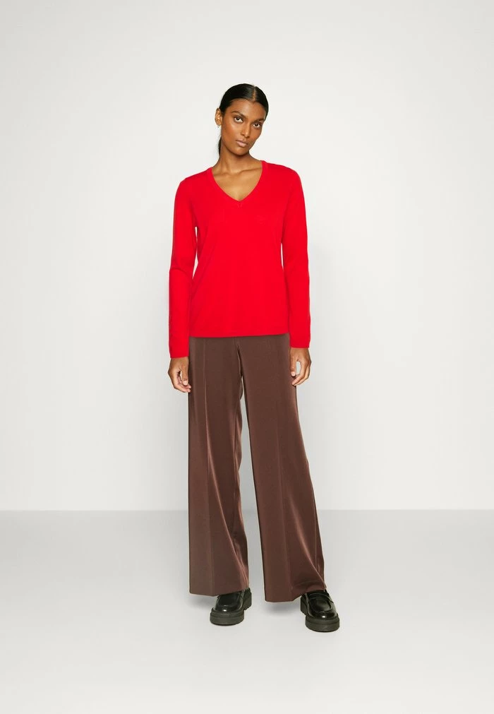 Edc By Esprit V-NECK - Jumper - Red 2 Edc By Esprit V-NECK - Jumper - Red - Image 2