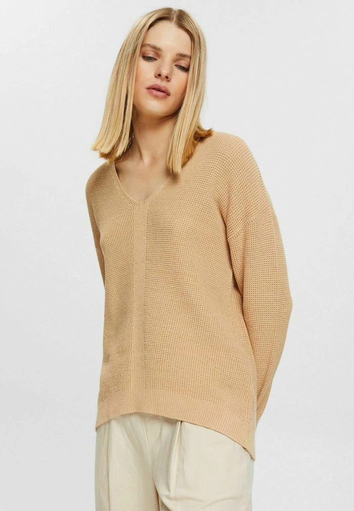 Edc By Esprit MIT V-AUSSCHNITT - Jumper - Cream Beige 1 Edc By Esprit MIT V-AUSSCHNITT - Jumper - Cream Beige