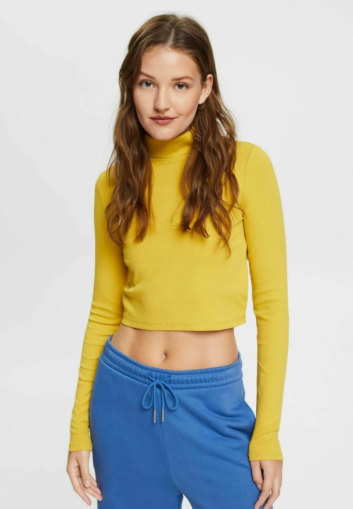 Edc By Esprit MIT ROLLKRAGEN - Long Sleeved Top - Dusty Yellow 1 Edc By Esprit MIT ROLLKRAGEN - Long Sleeved Top - Dusty Yellow