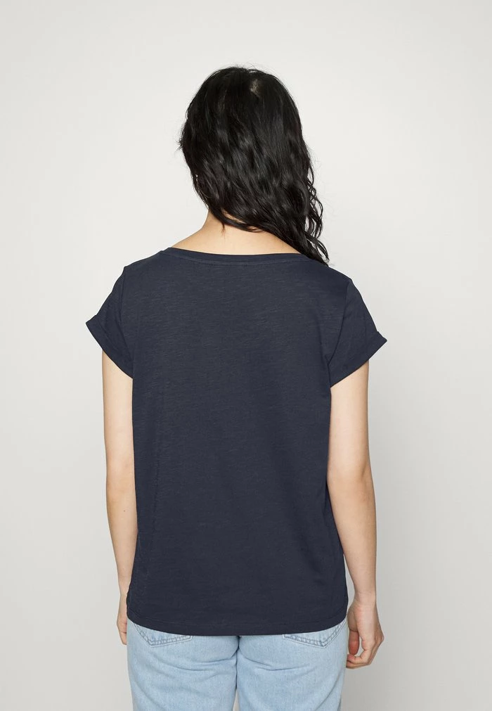 Edc By Esprit SLUB ROUND NECK - Basic T-shirt - Navy 3 Edc By Esprit SLUB ROUND NECK - Basic T-shirt - Navy - Image 3