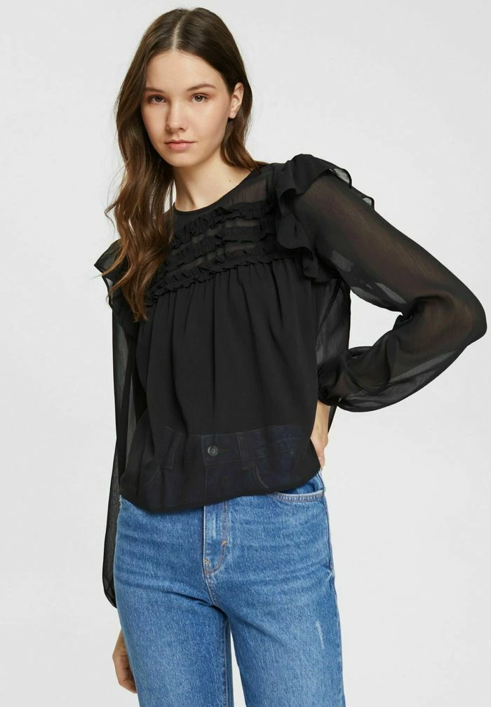 Edc By Esprit MIT RÜSCHENDETAILS - Blouse - Black 1 Edc By Esprit MIT RÜSCHENDETAILS - Blouse - Black