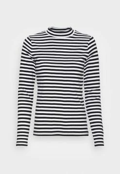 Edc By Esprit FULL NEELDE MOCK NECK STRIPED - Long Sleeved Top - Black -edc by Esprit Shop 9ee8bb29d53f4ea7a6dfd2c404e32a41