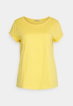Edc By Esprit SLUB ROUND NECK - Basic T-shirt - Yellow -edc by Esprit Shop a1d6e6ff23194fdea14119019b460eaa