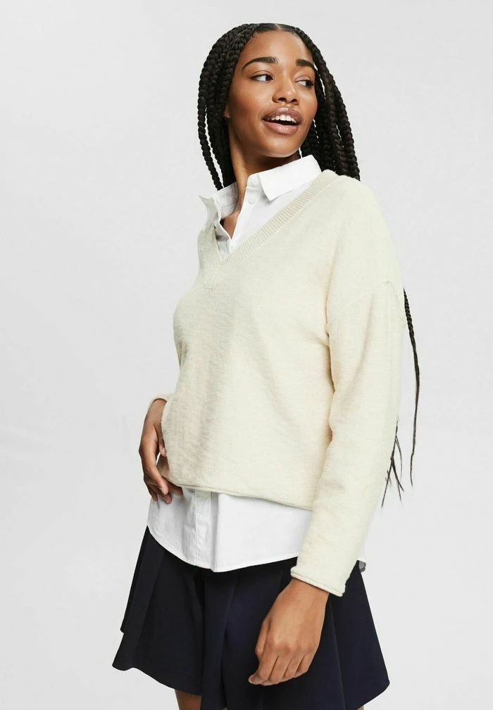 Edc By Esprit MIT V-AUSSCHNITT - Jumper - Sand 1 Edc By Esprit MIT V-AUSSCHNITT - Jumper - Sand