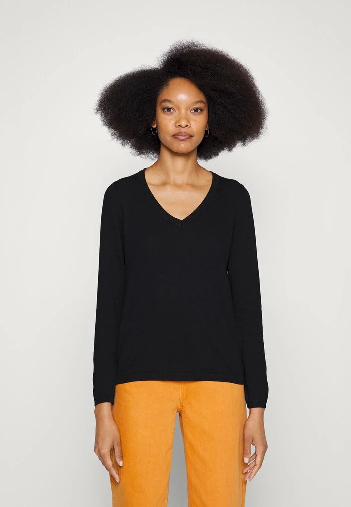 Edc By Esprit BASIC V-NECK - Jumper - Black 1 Edc By Esprit BASIC V-NECK - Jumper - Black