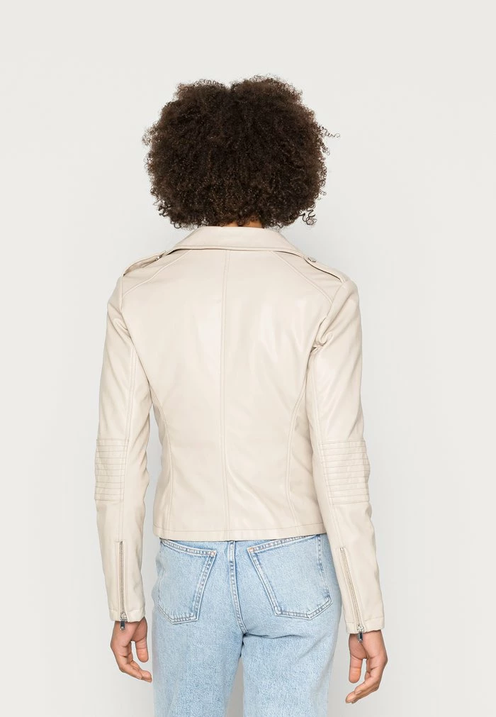 Edc By Esprit BIKER - Faux Leather Jacket - Cream Beige 3 Edc By Esprit BIKER - Faux Leather Jacket - Cream Beige - Image 3