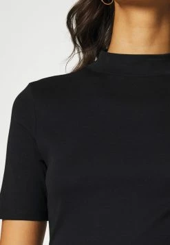 Edc By Esprit FULL NEEDLE MOCK NECK SHORT SLEEVE - Basic T-shirt - Black -edc by Esprit Shop aa89b6b18a23471d9f11e832c3a2690b